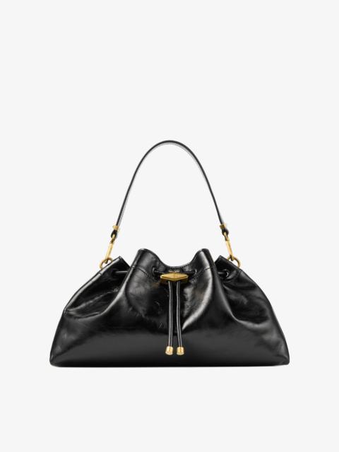 JIMMY CHOO Cinch Medium Black Soft Shiny Biker Leather Shoulder Bag