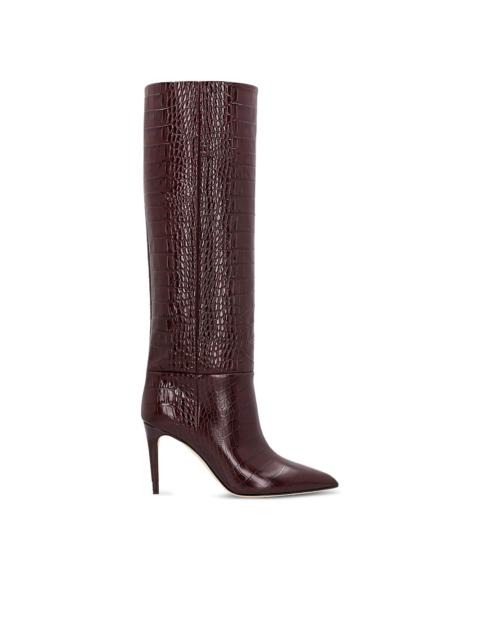 PARIS TEXAS 85mm crocodile-embossed boots