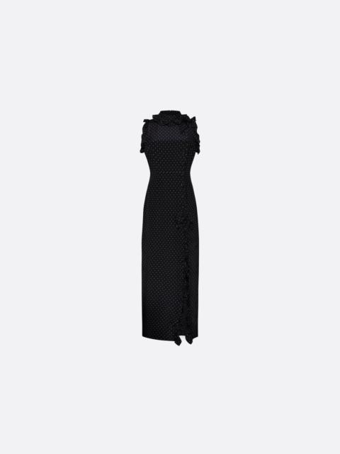Alessandra Rich HIGH NECK EVENING DRESS WITH SPLIT