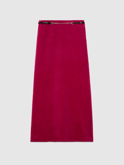 スカート GUCCI FW23 Fuchsia velvet skirt (759796Z8BMP 5944) Velvet skirt with belt and horsebit detail GUCCI - Nugnes1920