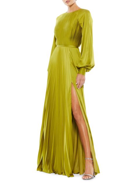 MAC DUGGAL Women's Ieena Pleated A-Line Chiffon Gown - Apple Green