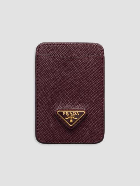 Prada Women's Saffiano Leather Card Holder - Dark Red