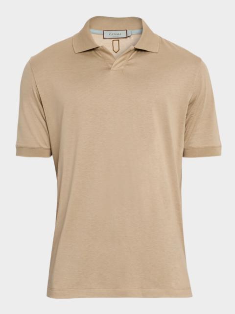 Canali Men's Cotton Johnny Collar Polo Shirt