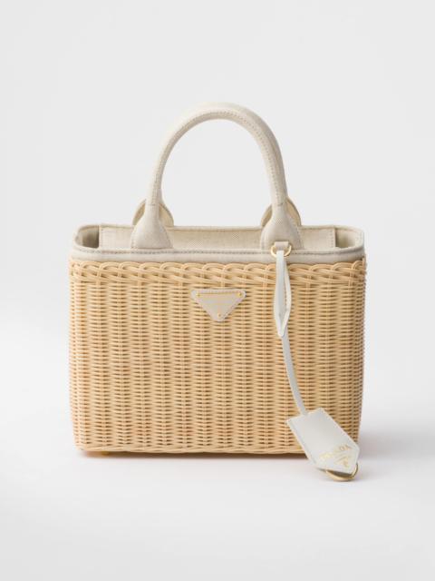 Medium woven fabric and linen blend tote bag