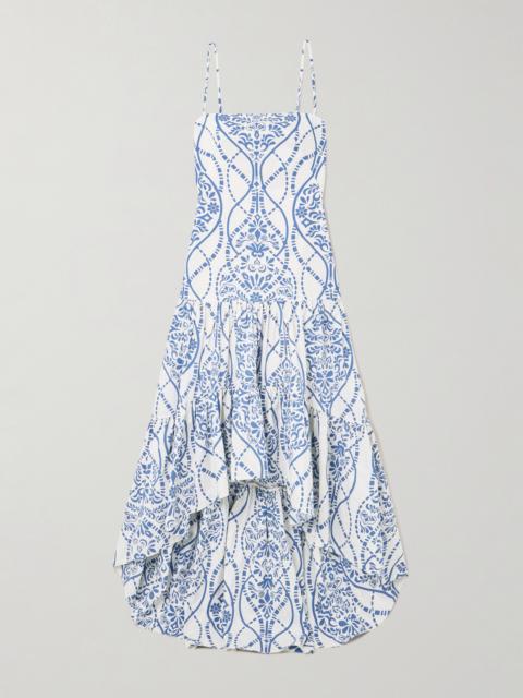 ANDRES OTALORA Joyah Colonial Printed Tiered Asymmetric Maxi Dress