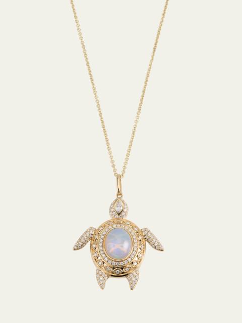 SYDNEY EVAN Marquise Eye Diamond Pave Turtle Charm Chain Necklace