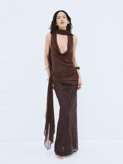 De La Vali ROSA MAXI DRESS IN BROWN VISCOSE GEORGETTE