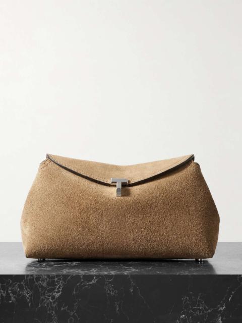 Totême T-Lock suede clutch Brown