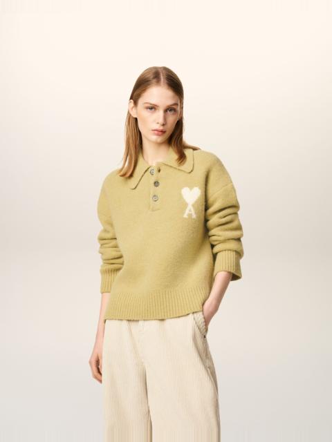AMI Paris YELLOW ALPACA LONG  SLEEVES AMI DE COEUR POLO