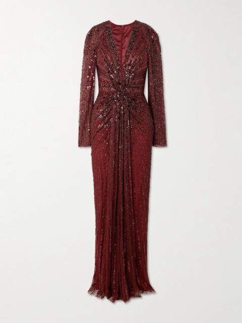 JENNY PACKHAM Nina Gathered Embellished Tulle Gown