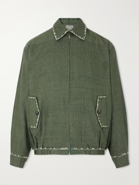 KARTIK RESEARCH Embroidered Wool and Linen-Blend Canvas Blouson Jacket