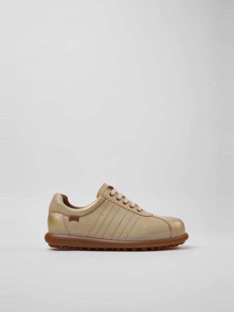 CAMPER Pelotas Beige Leather Shoes for Women.