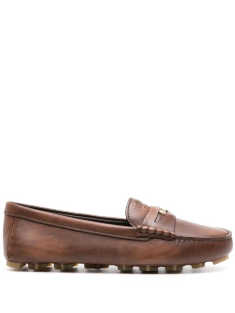 logo-penny leather loafers