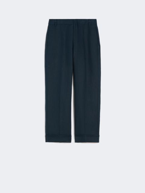 'S Max Mara Linen basketweave straight trousers - MIDNIGHTBLUE