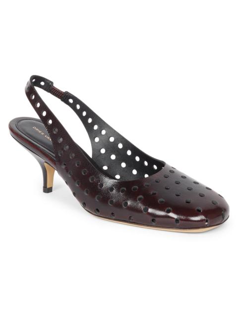 Dries Van Noten Women's 65MM Eyelet Leather Slingback Pumps - Ruby