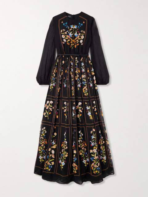 GIAMBATTISTA VALLI Belted Printed Silk-georgette Maxi Dress