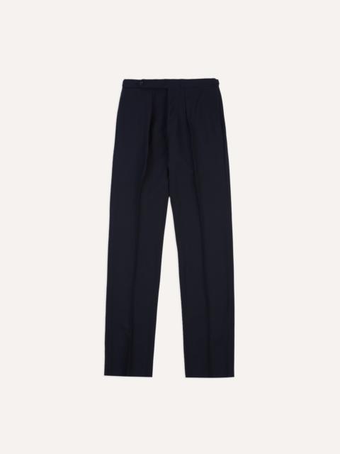 Drake's Navy Tropical Wool Single Pleat Trouser