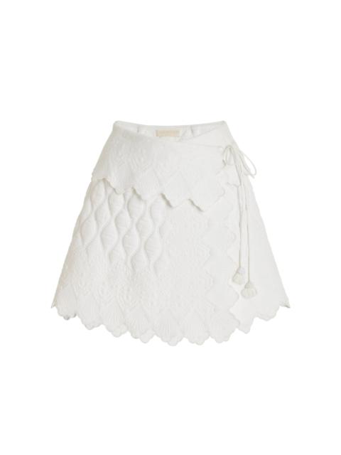 Taryn Embroidered Quilted-Cotton Mini Skirt white