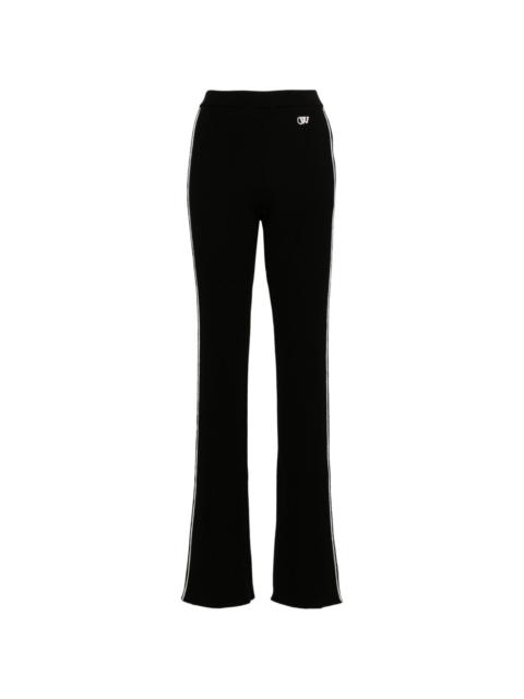 side-stripe ribbed flared trousers