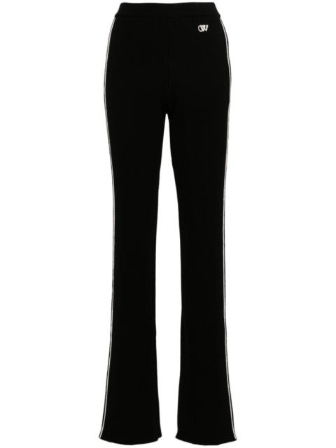 side-stripe ribbed flared trousers