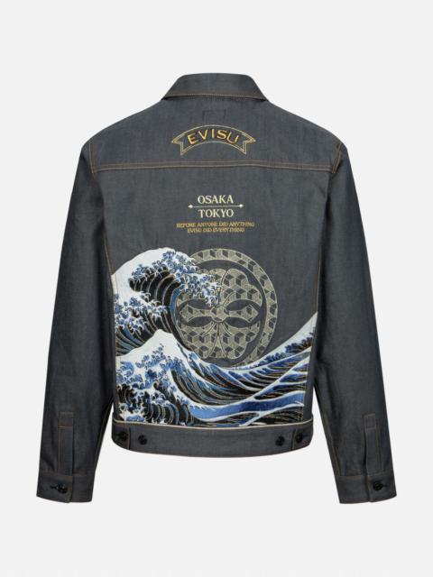 SEAGULL AND THE GREAT WAVE EMBROIDERY REGULAR FIT DENIM JACKET