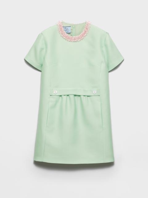 Prada Embroidered slubbed gazar dress