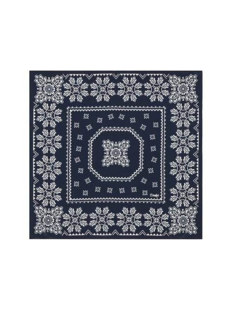 Drake's Navy Traditional Print Silk Bandana