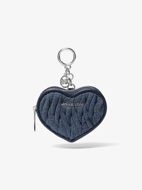 MICHAEL KORS Jet Set Travel Matelassé Denim Heart Coin Pouch