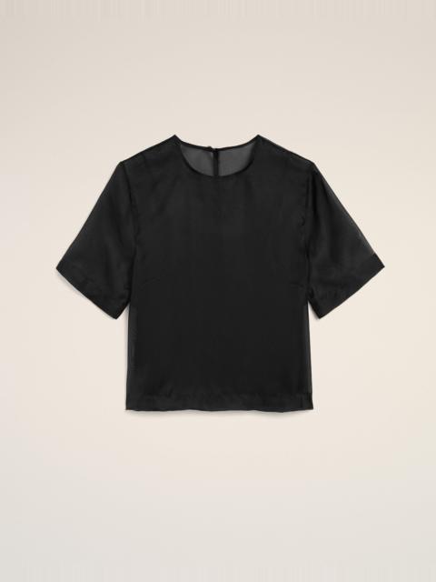 AMI Paris BLACK SILK SHORT SLEEVES SHEER WITH UNDERTOP TOP