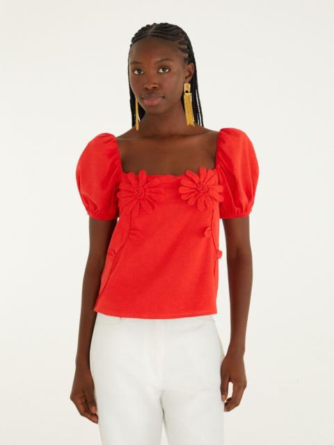 FARM RIO Red Short Sleeve Blouse