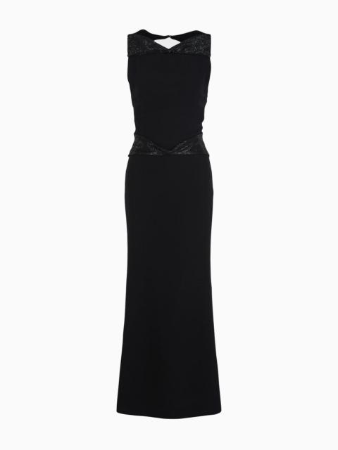 GIORGIO ARMANI Long dress in silk cady with rhinestone details