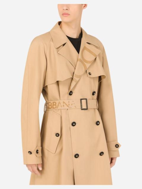 Cotton gabardine double-breasted trench coat