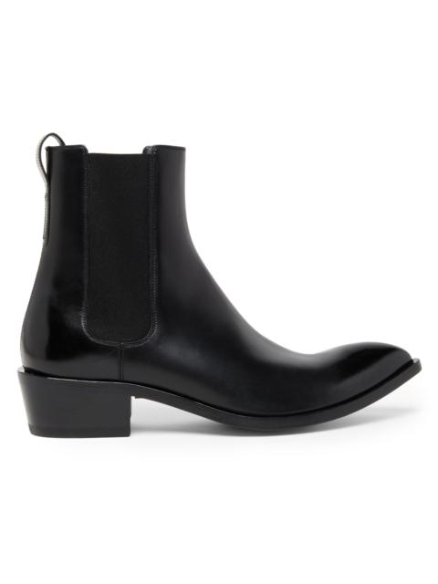 TOM FORD Men's Burnished Leather Chelsea Boots - Black
