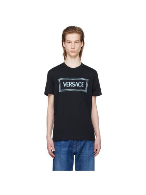 VERSACE Navy Embroidered T-Shirt