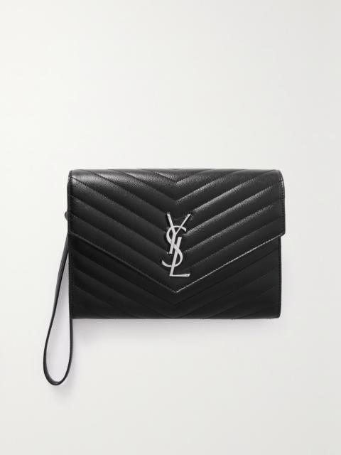 SAINT LAURENT Monogramme Quilted Textured-leather Pouch