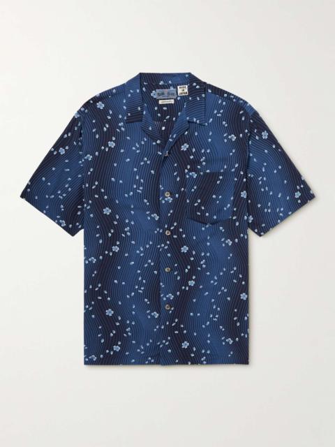 Camp-Collar Printed Crepe Shirt