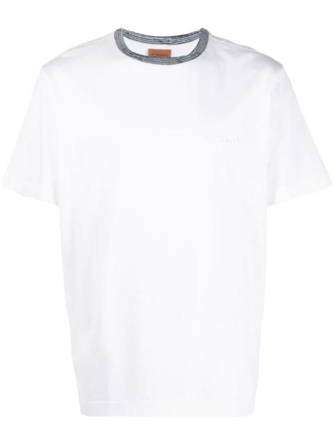 contrasting-neckline detail T-shirt