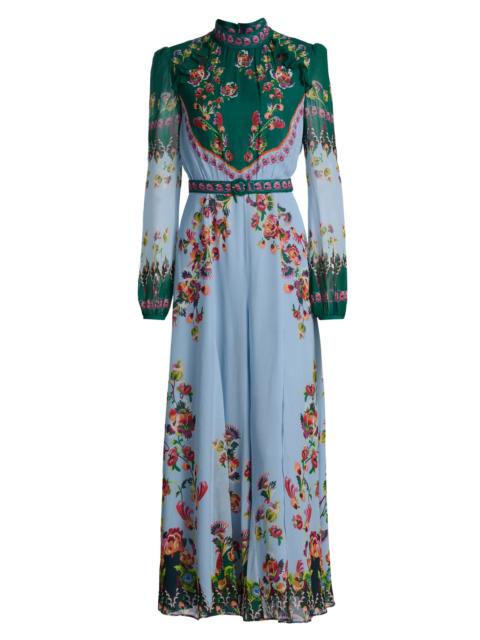 SALONI Women's Jacqui Floral Belted Midi-Dress - Saffire Trellis