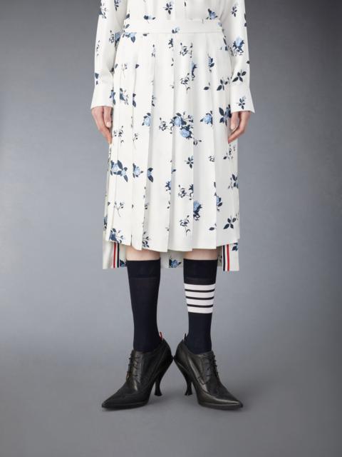 Silk Floral Classic Midi Pleated Skirt