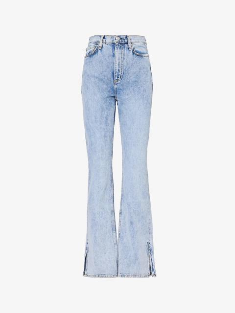 Peyton split-cuff flared-leg high-rise stretch-denim jeans