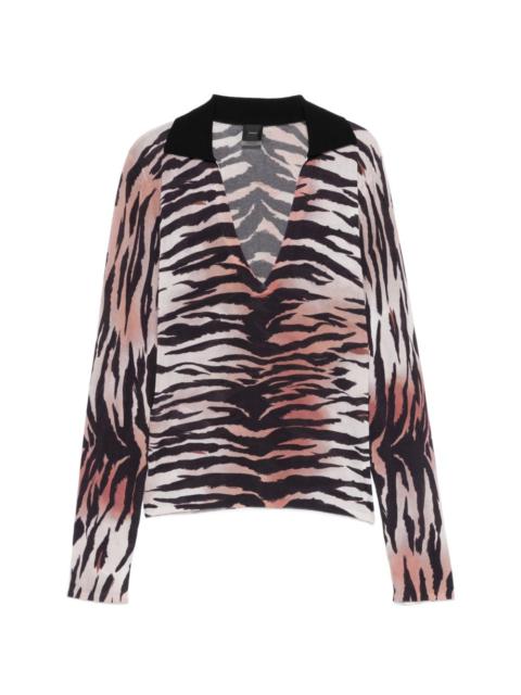 PINKO tiger-print V-neck T-shirt