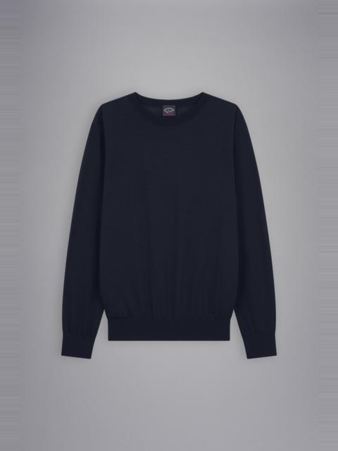 Paul & Shark WINTER SUMMER MERINO WOOL EXTRA-FINE CREW NECK