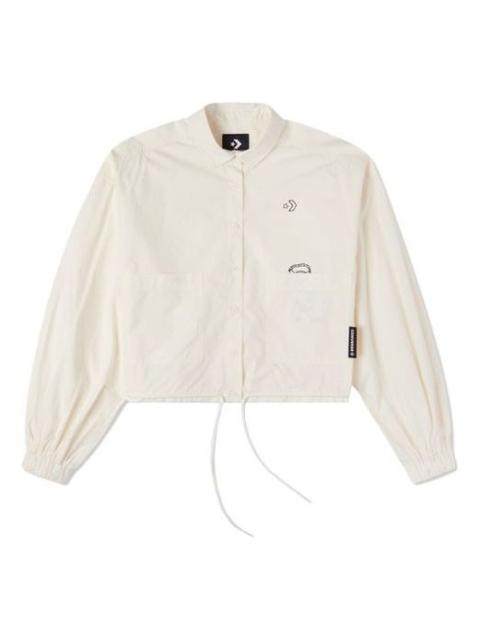 Converse (WMNS) Converse Small Logo Casual Shirt Jacket 'Beige' 10023159-A01