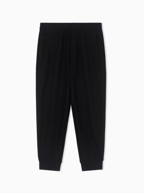 EMPORIO ARMANI LYOCELL-BLEND INTERLOCK-JERSEY JOGGERS WITH JACQUARD LETTERING