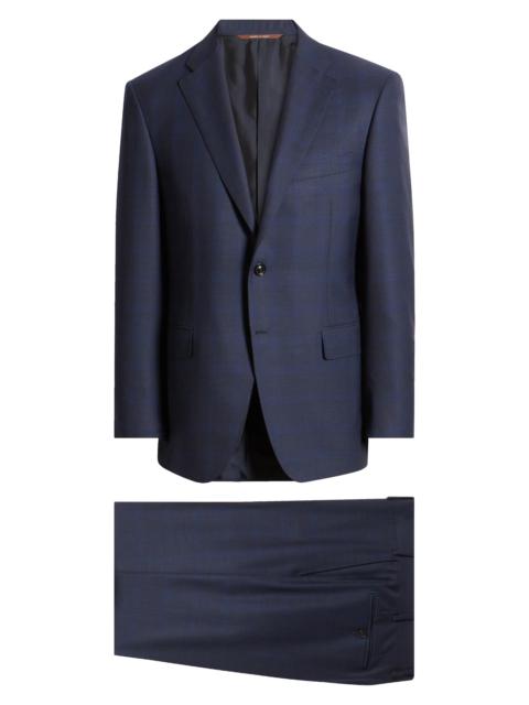 Canali Siena Regular Fit Plaid Wool Suit