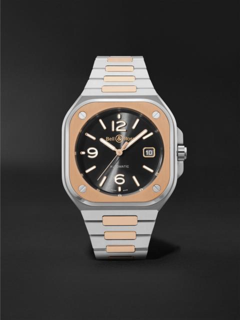 Bell & Ross BR 05 Black Steel and Gold Automatic 18-Karat Rose Gold and Steel Watch, Ref. BR05A-BL-STPG/SSG Blac