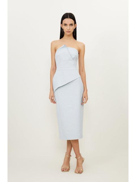 KAREN MILLEN Tailored Metallic Bandeau Midi Pencil Dress