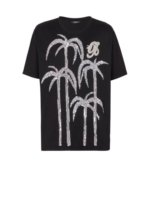 Balmain Palm tree embroidered T-shirt
