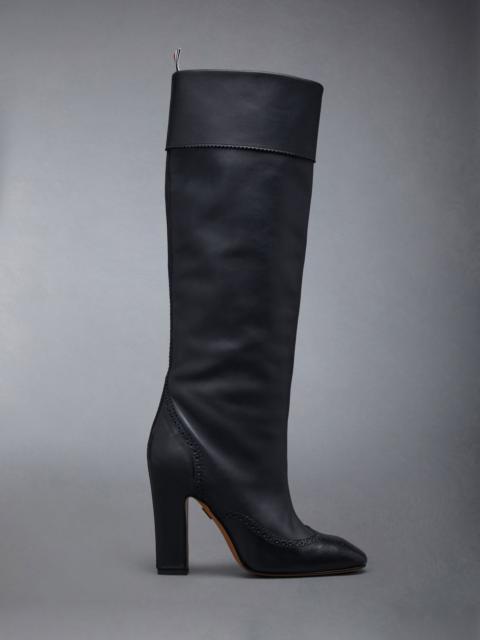 Thom Browne Calf Leather 105mm Block Heel Brogued Knee High Boot