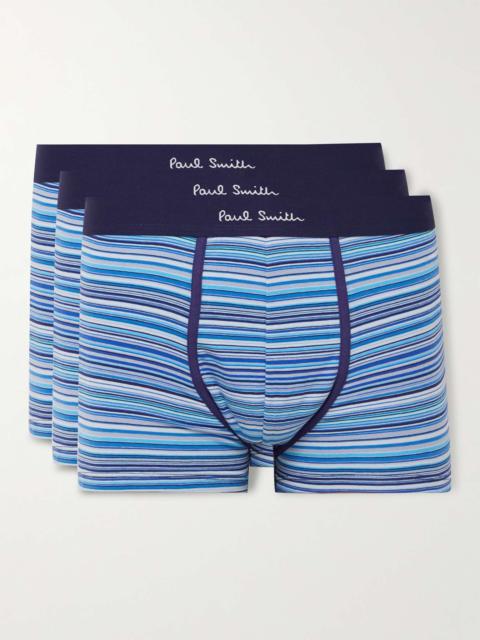 Paul Smith Three-Pack Striped Stretch Organic Cotton-Jersey Boxer Briefs